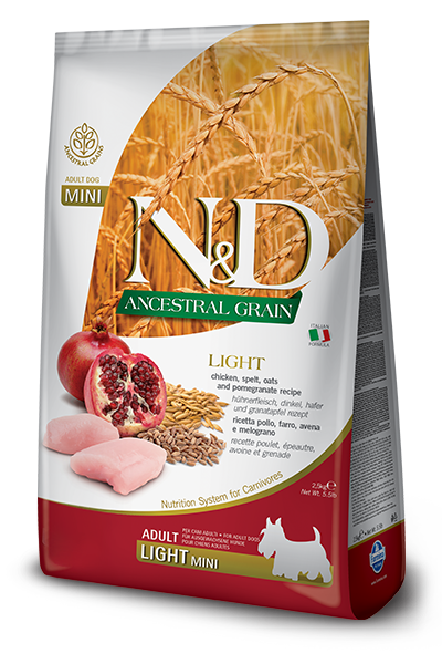 Farmina Natural & Delicious Ancestral Grain Light Chicken and Pomegranate Adult Mini Dry Dog Food