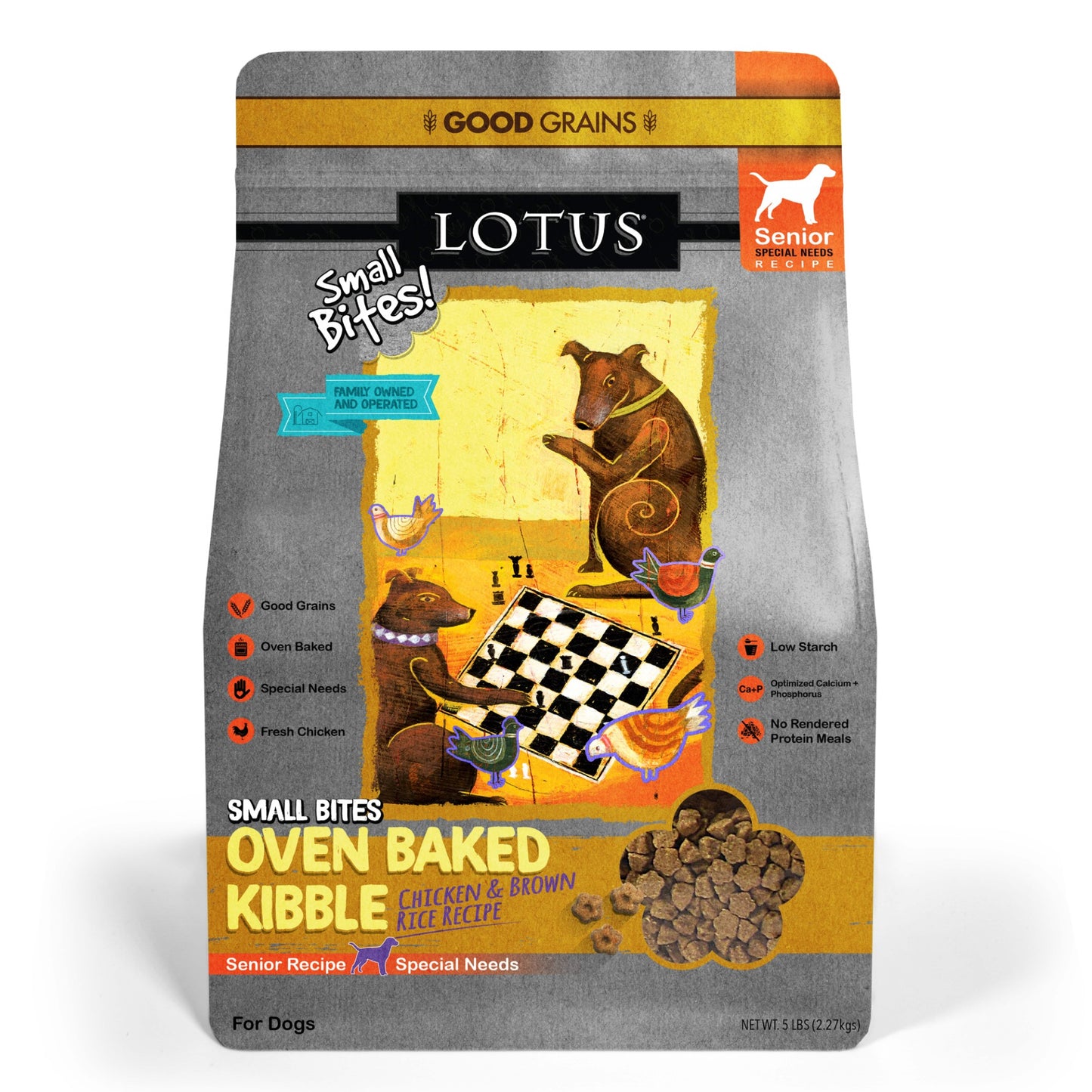 Lotus Small Bites Oven Baked Senior Recipe Dog Kibble