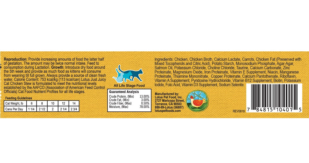 Lotus Cat Grain-Free Just Juicy Chicken Stew