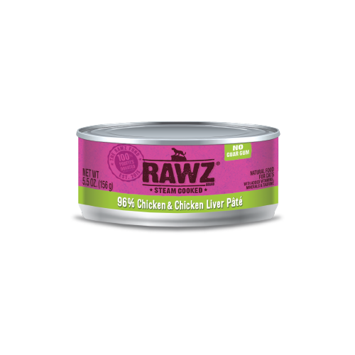 RAWZ 96% Chicken and Chicken Liver Pate Canned Food for Cats
