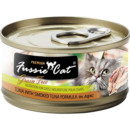 Fussie Cat Premium Grain Free Tuna with Smoked Tuna in Aspic Canned Cat Food