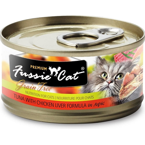 Fussie Cat Premium Grain Free Tuna and Chicken Liver in Aspic Canned Cat Food