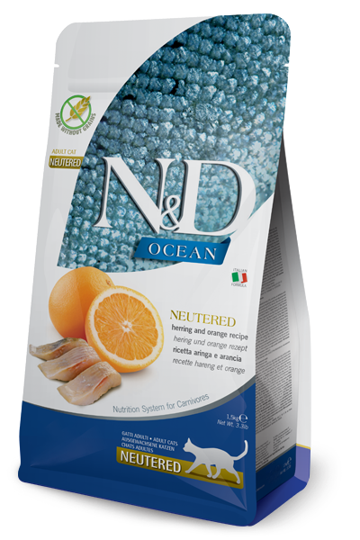 Farmina Natural & Delicious Ocean Herring and Orange Neutered Adult Dry Cat Food