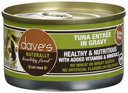 Dave’s Naturally Healthy Grain Free Canned Cat Food Tuna Entrée in Gravy