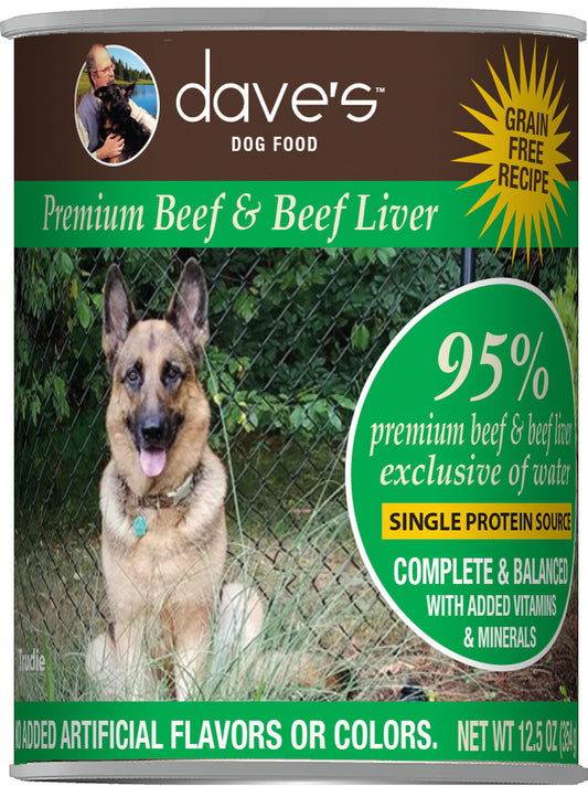 Dave’s 95% Premium Meats™ Canned Dog Food—Beef and Beef Liver