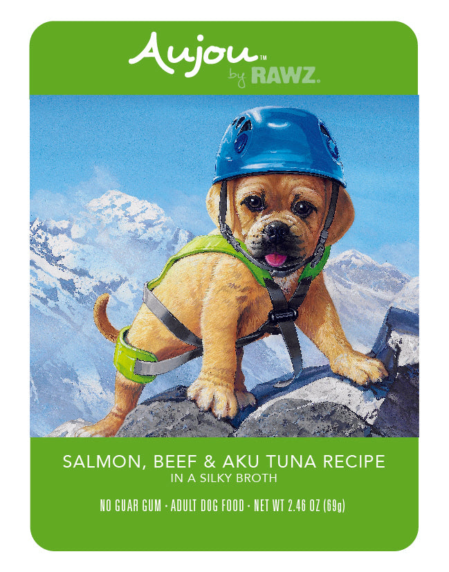 RAWZ Aujou Salmon, Beef & Aku Tuna Dog Food 8 / 2.46 oz Pouches