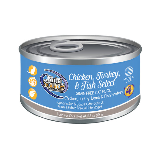 Nutrisource Grain Free Chicken, Turkey & Fish Select Canned Cat Formula