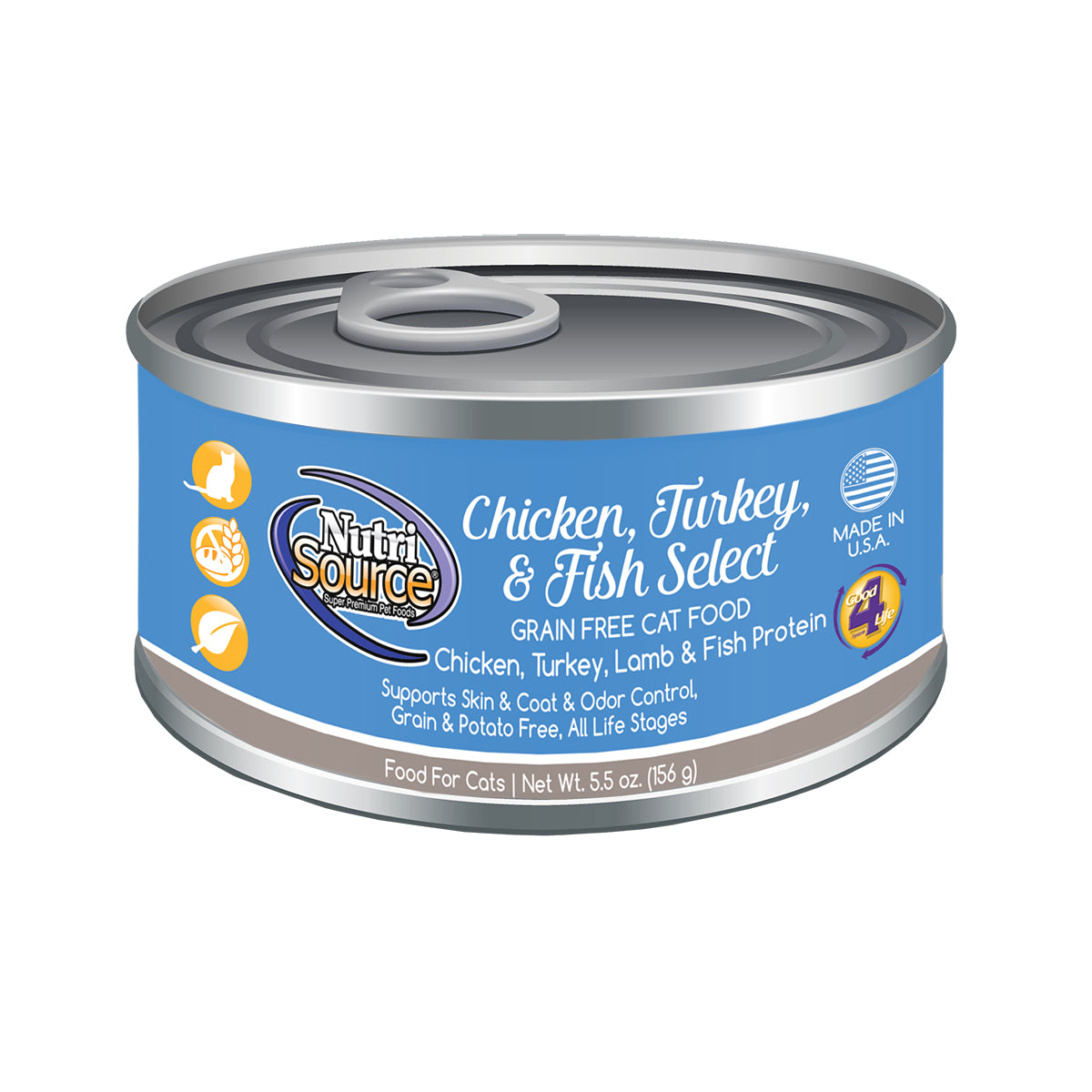 Nutrisource Grain Free Chicken, Turkey & Fish Select Canned Cat Formula