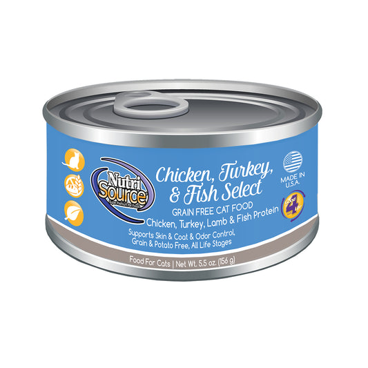 Nutrisource Grain Free Chicken, Turkey and Fish Select Canned Cat Formula