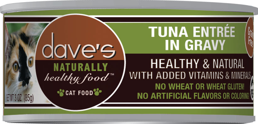 Dave’s Naturally Healthy Grain Free Canned Cat Food Tuna Entrée in Gravy