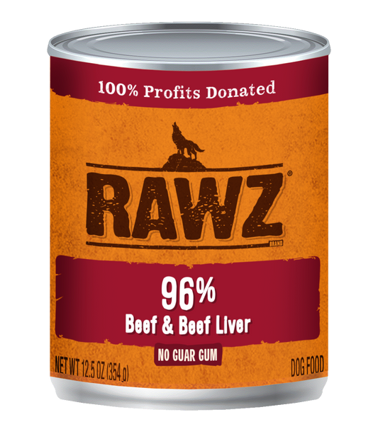 RAWZ 96% Beef and Beef Liver Canned Food for Dogs