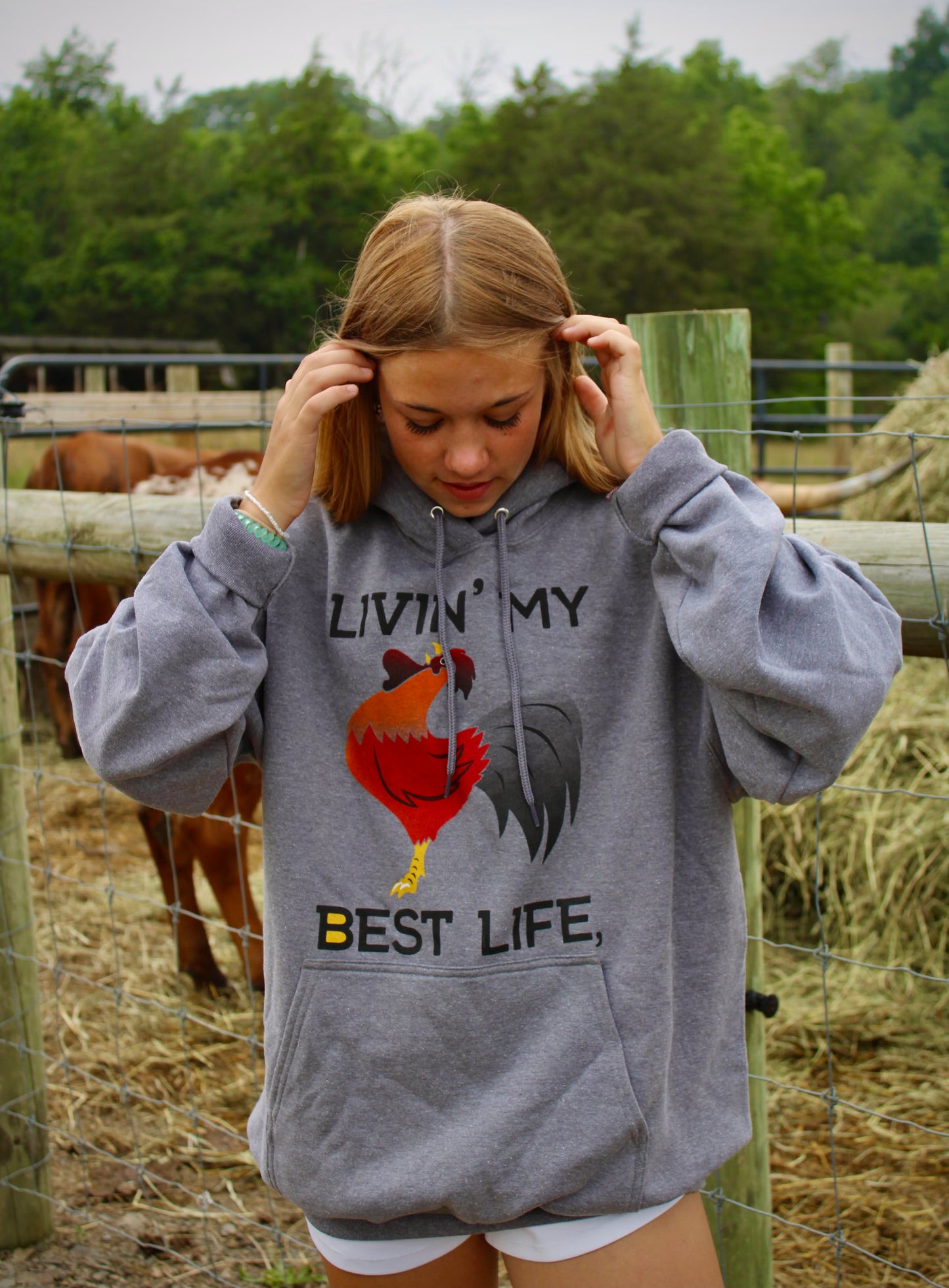 Livin’ My Best Life Graphite Heather Hoodie