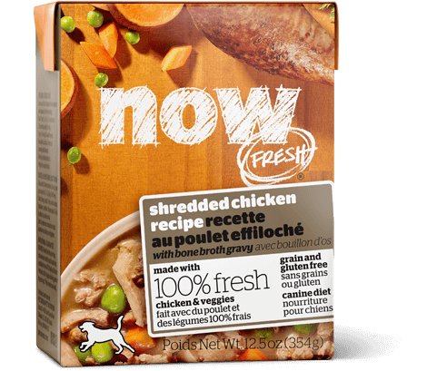 Now! Fresh All Breeds Grain Free Shredded Chicken Recipe with Bone Broth Gravy