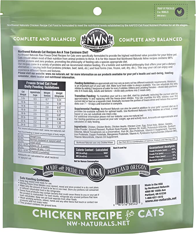 Northwest Naturals Freeze Dried Chicken Recipe for Cats