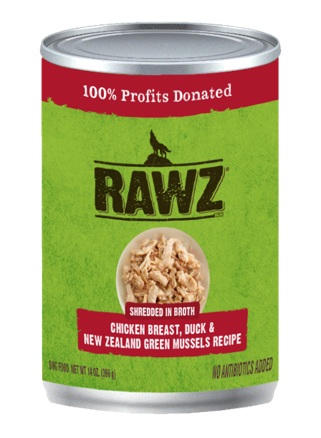 RAWZ Shredded in Broth Chicken Breast, Duck & New Zealand Green Mussel Recipe for Dogs