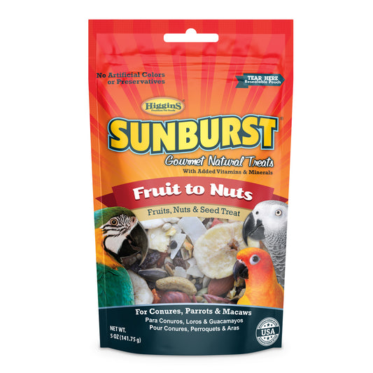 Higgins Sunburst Gourmet Natural Fruit To Nuts Conures, Parrots & Macaws Treats
