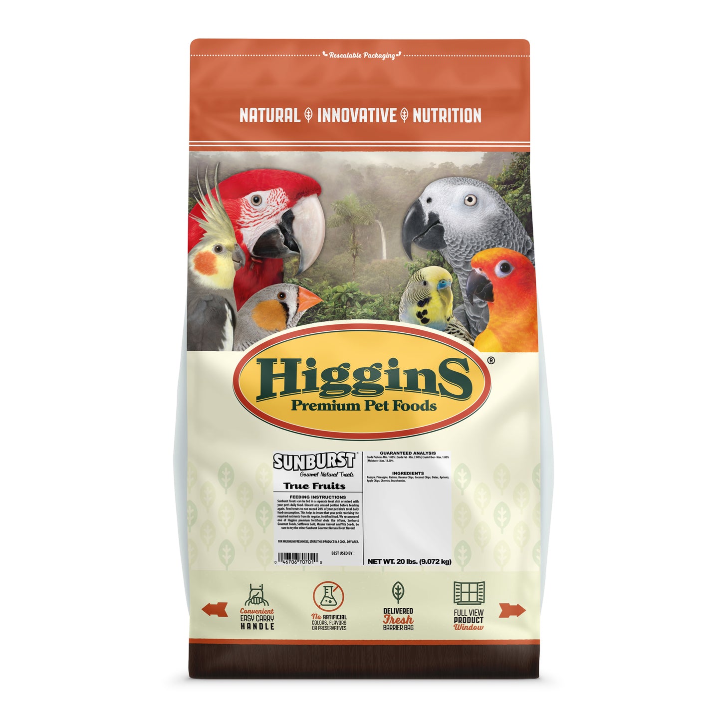 Higgins Sunburst Gourmet Natural True Fruits Bird Treats