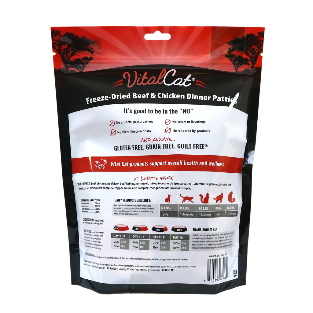 Vital Essentials Vital Cat FreezeDried Patties Beef & Chicken Recipe