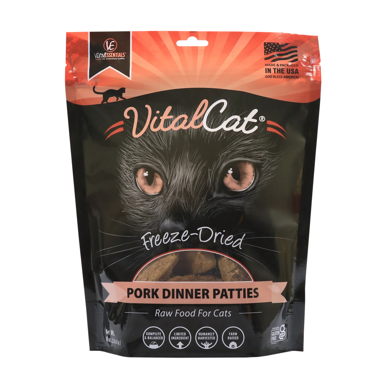 Vital Essentials Vital Cat FreezeDried Patties Pork Recipe Hearty Pet