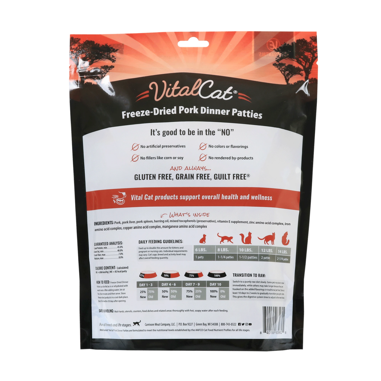 Vital Essentials Vital Cat FreezeDried Patties Pork Recipe Hearty Pet