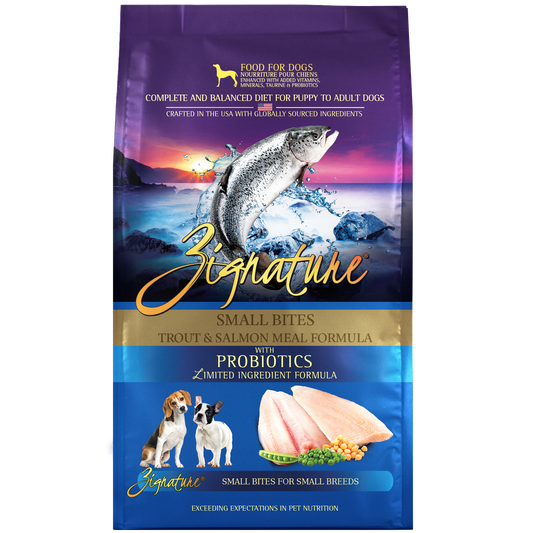 Zignature Trout and Salmon Meal Small Bites Formula Dry Dog Food