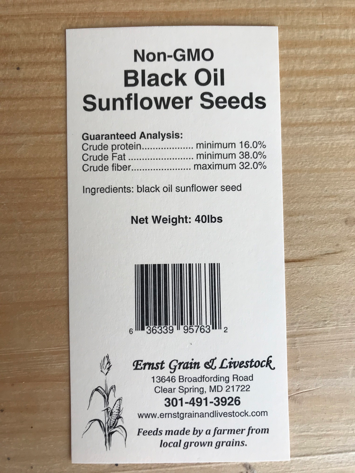 Ernst Grain Black Oil Sunflower Seeds, Non-GMO