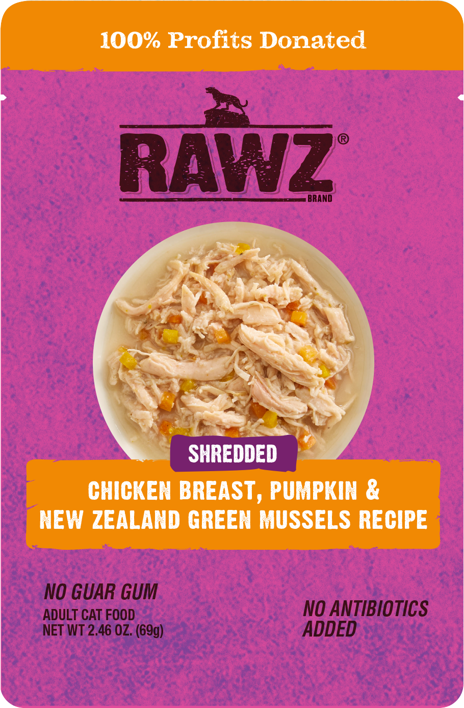 RAWZ® Shredded Chicken Breast, Pumpkin & New Zealand Green Mussels Recipe Wet Cat Food