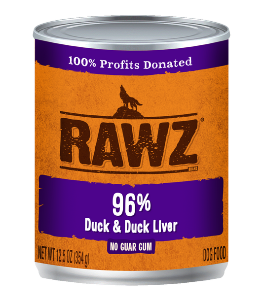 RAWZ 96% Duck & Duck Liver Canned Food for Dogs