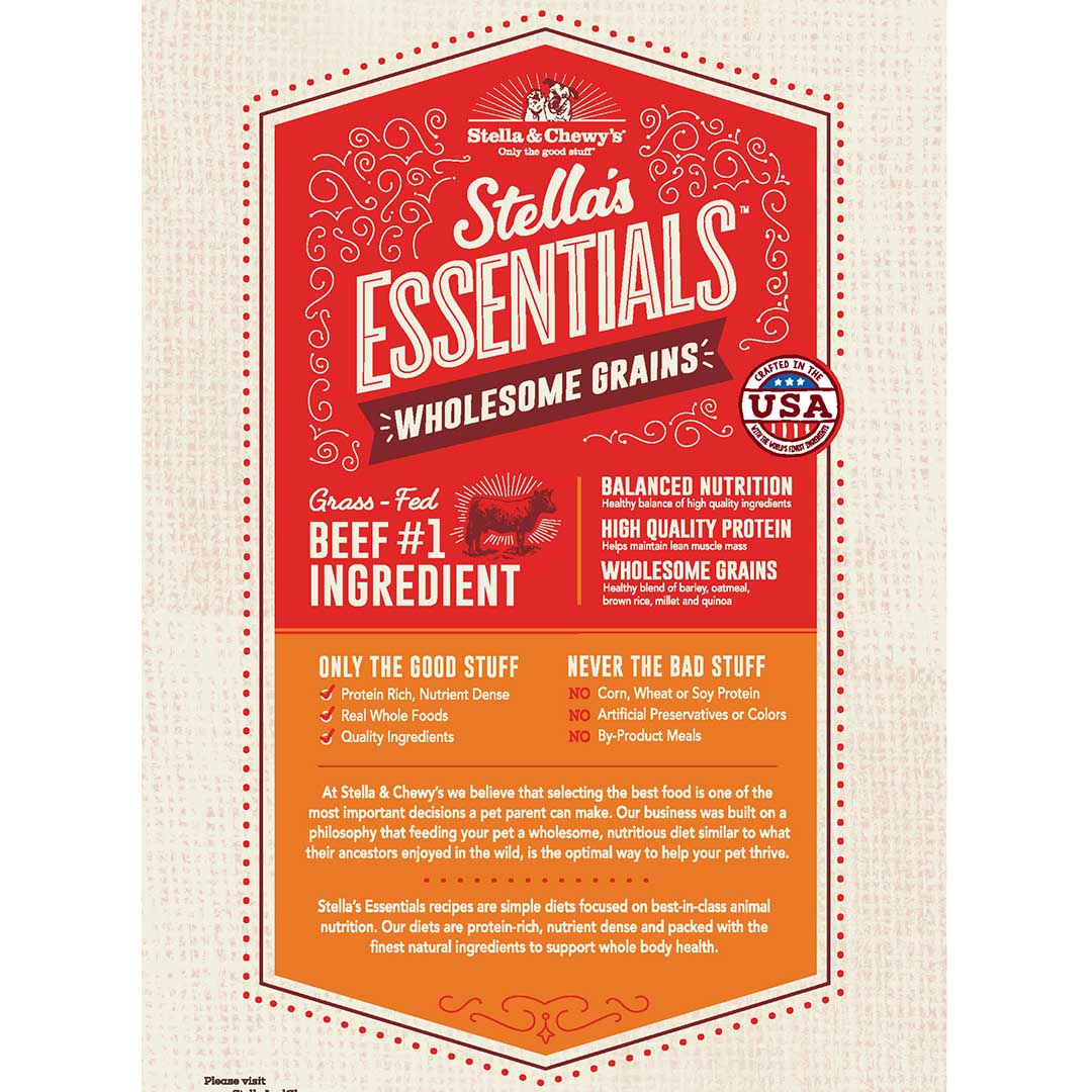 Stella & Chewy's Essentials Grass-Fed Beef & Ancient Grains Recipe Dog Kibble