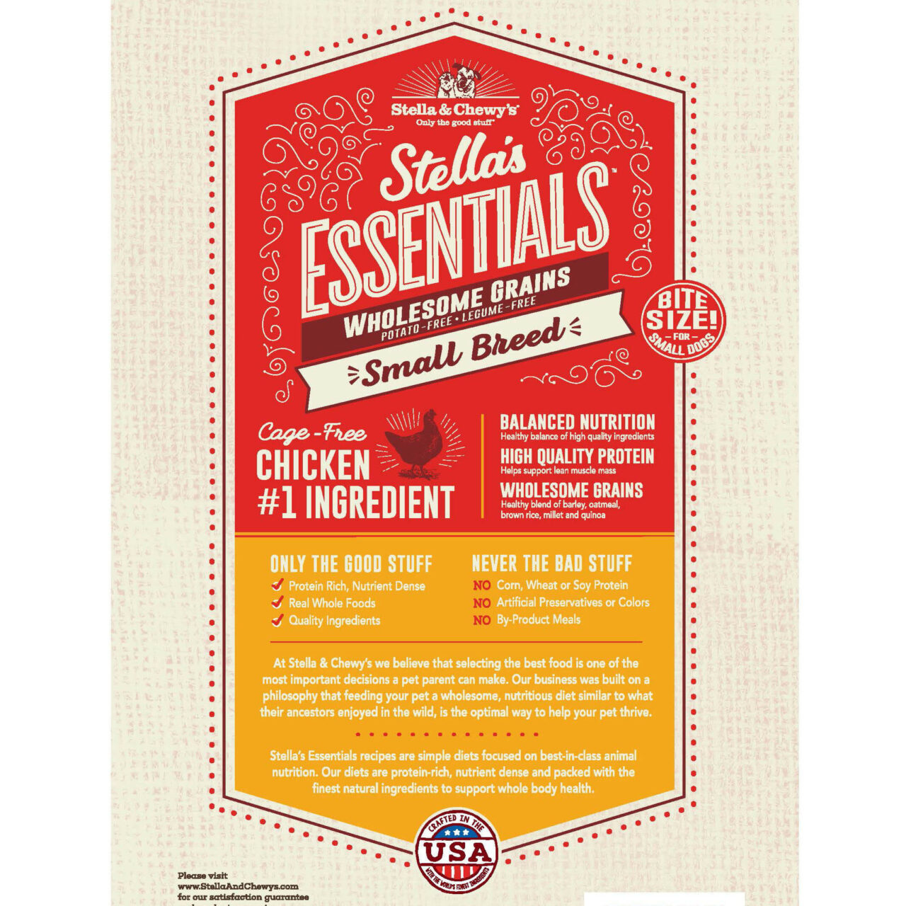 Stella & Chewy's Essentials Small Breed Cage-Free Chicken & Ancient Grains Recipe Dog Kibble