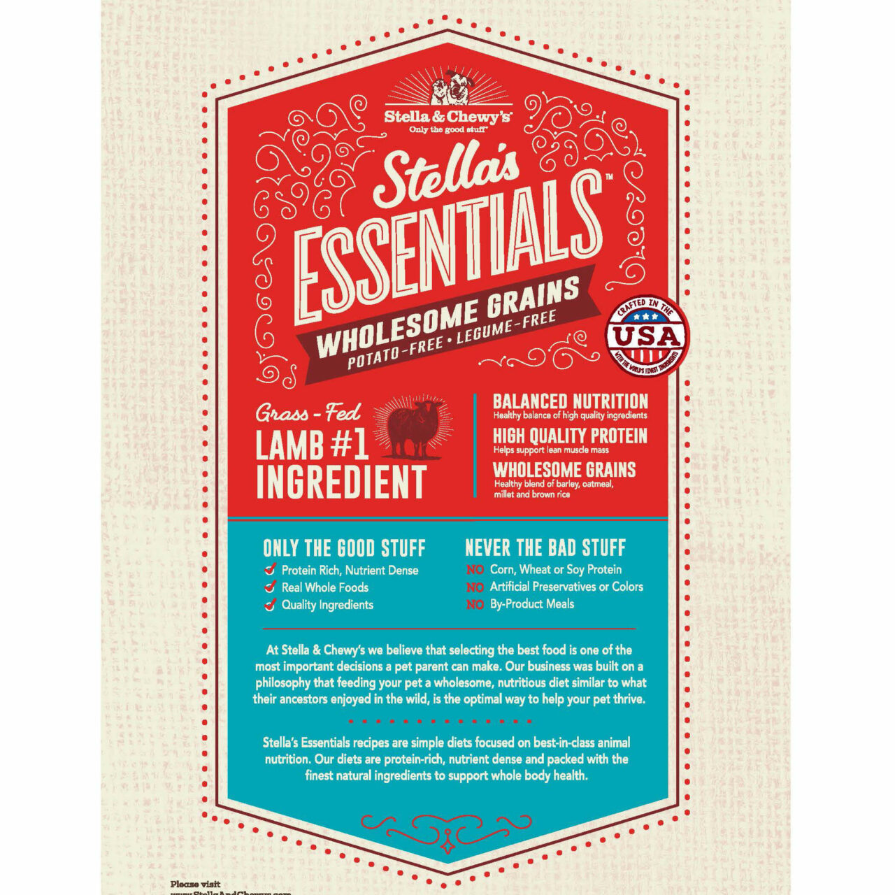 Stella & Chewy's Essentials Grass-Fed Lamb & Ancient Grains Recipe Dry Dog Food