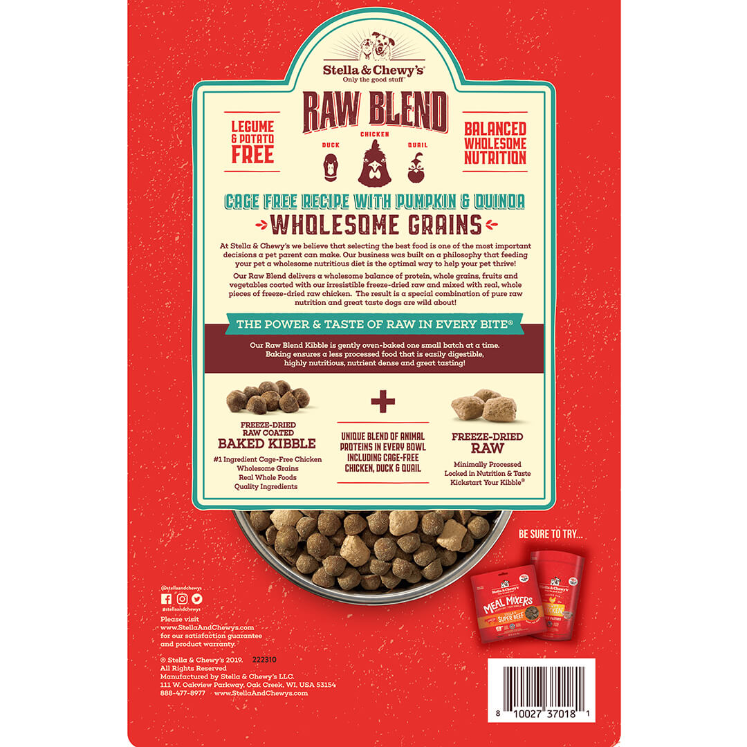 Stella & Chewy's Raw Blend Cage Free Recipe with Wholesome Grains Dog Kibble