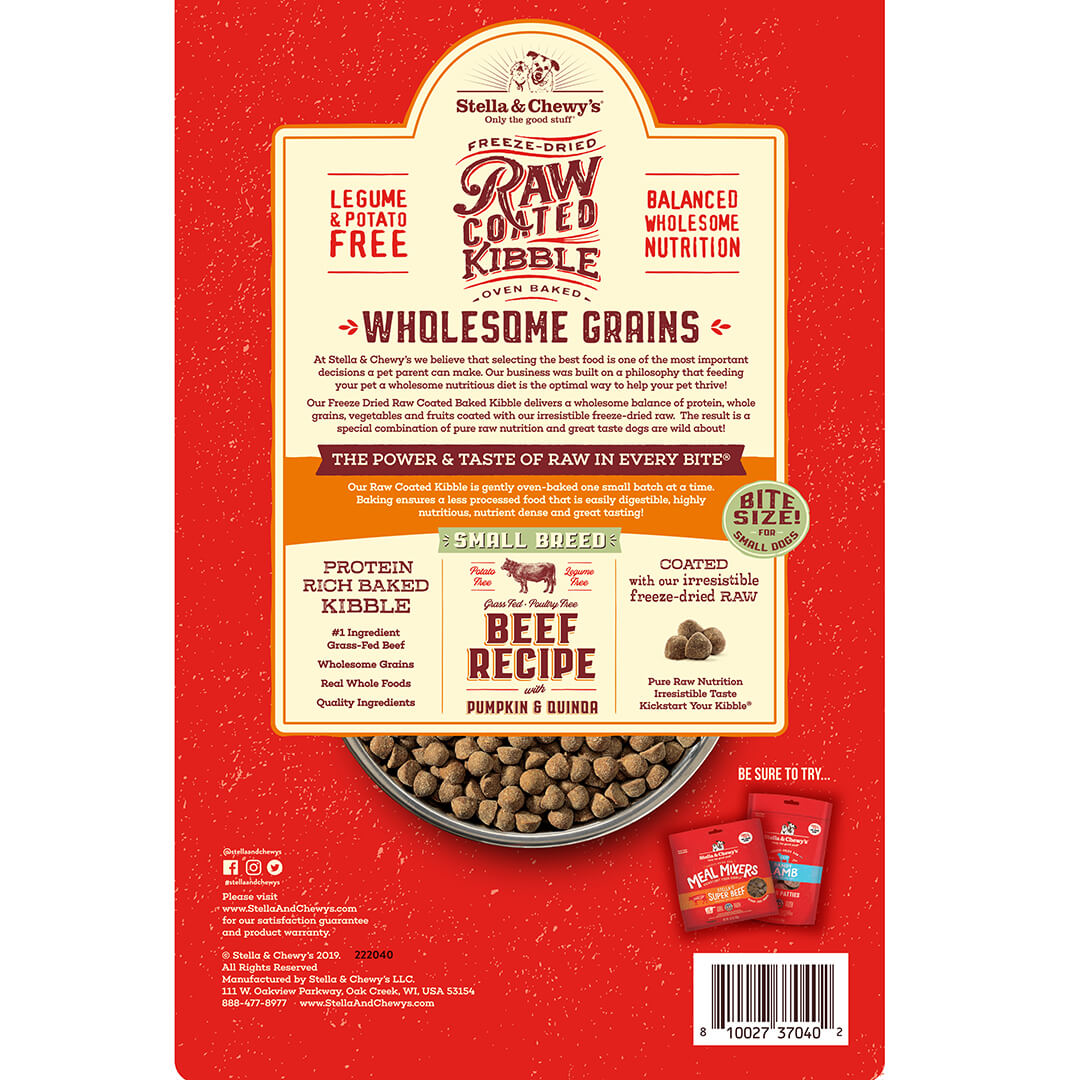 Stella & Chewy's Raw Coated Small Breed Beef Recipe with Wholesome Grains Dog Kibble